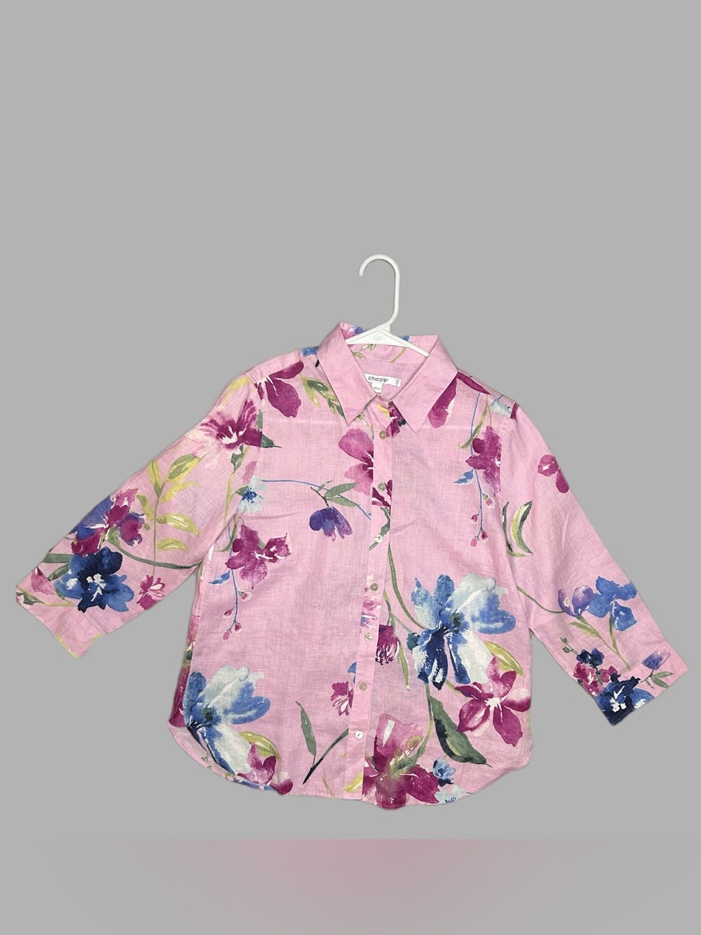 Women’s Chico's Pink Floral Button-Up Blouse